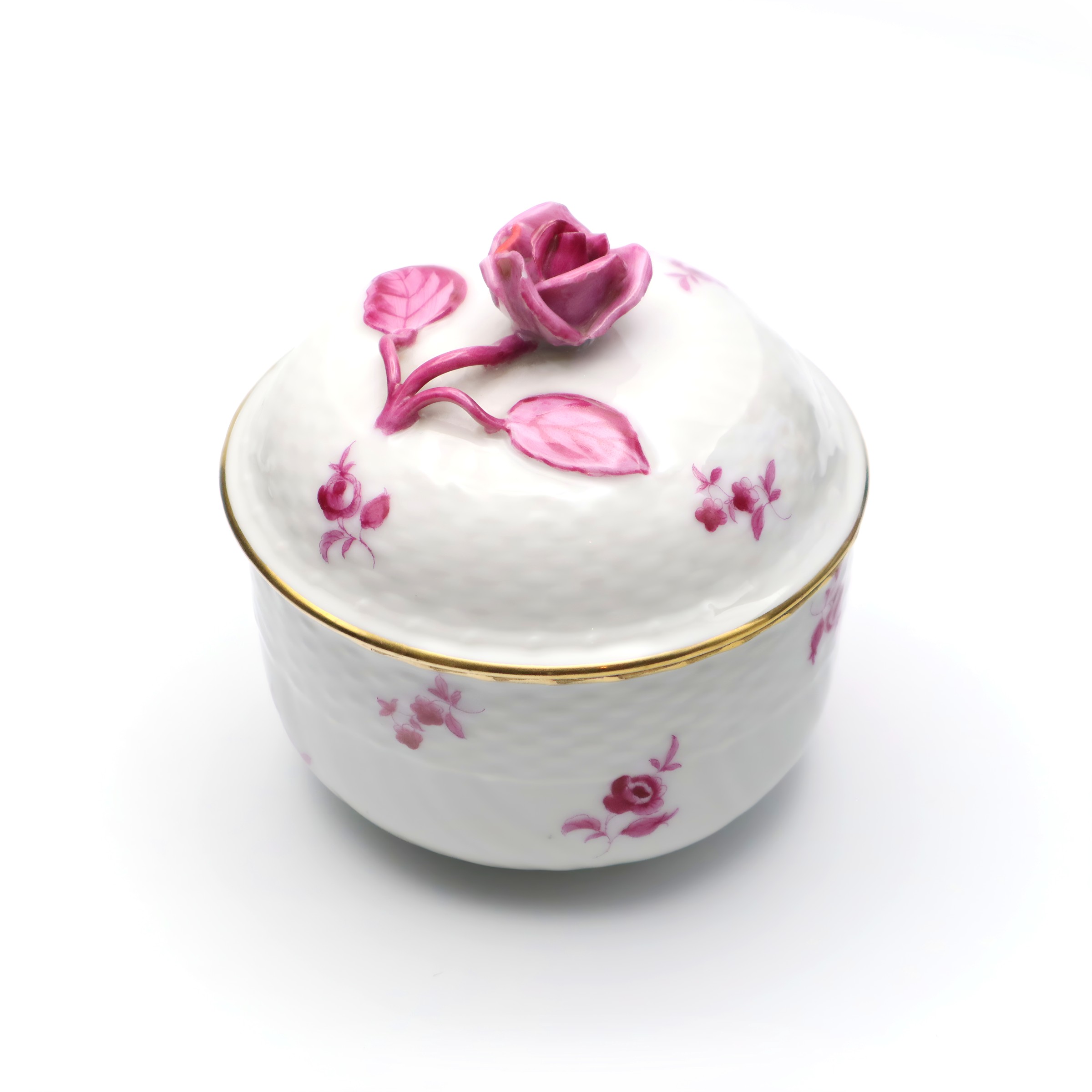 Herend Treasure Box, Porcelain Trinket Box, Nanking Bouquet Bonboniere, Hand Painted Vintage